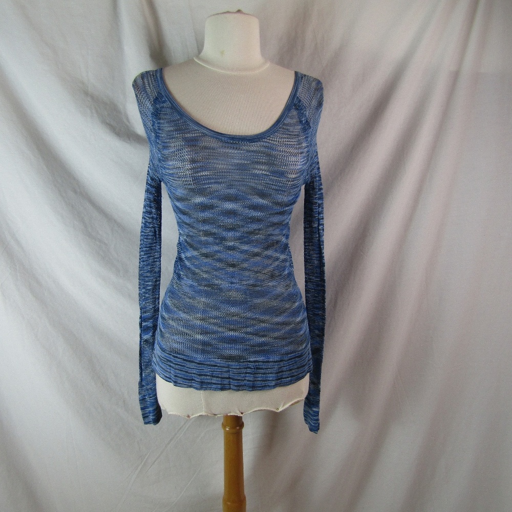 Rag & Bone Jean Blue Geometric Mesh Top SZ XS EUC